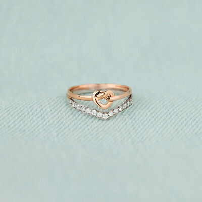 Knotted Heart Zircon Ring
