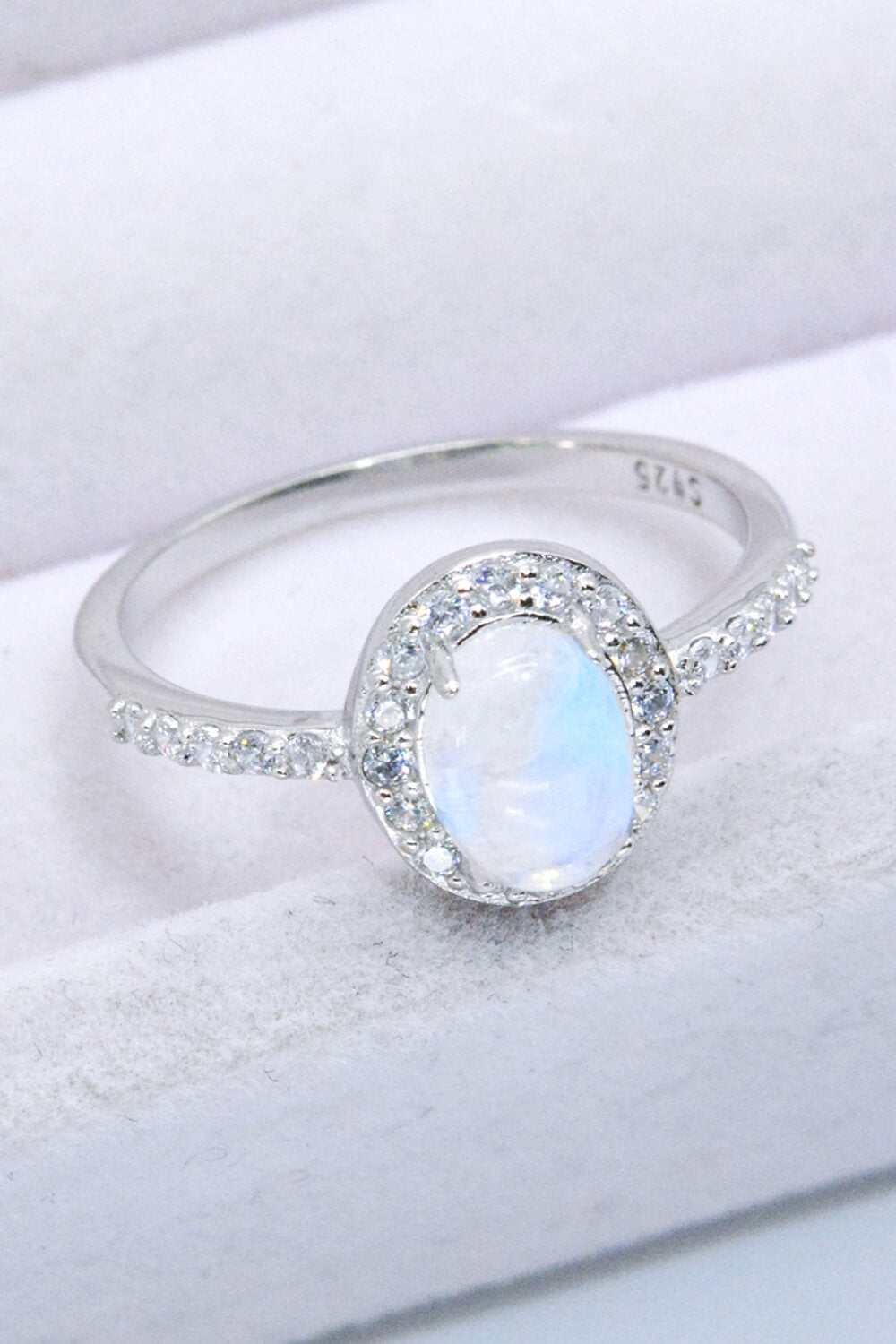 Maansteen Halo Zilveren Ring