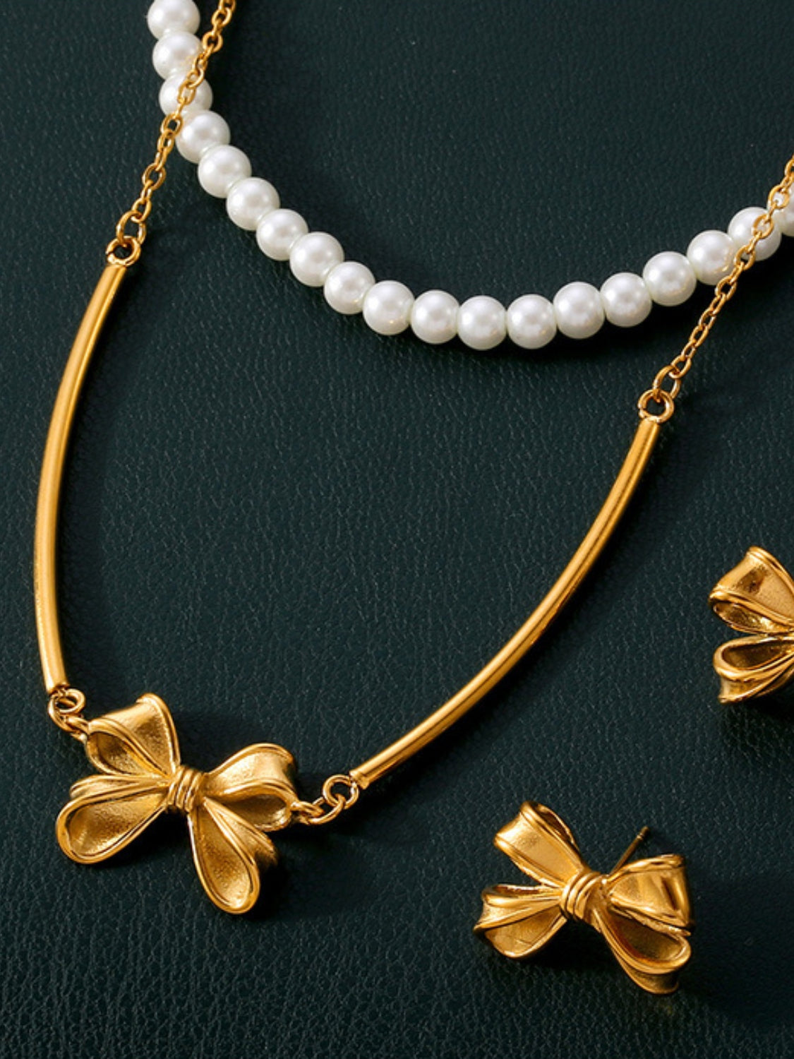 Pearl & Bow Jewelry Trio Set