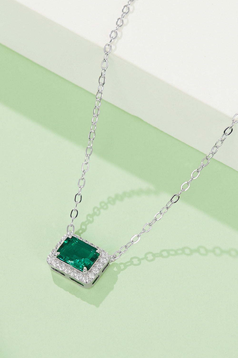 Lab Emerald Rectangular Pendant