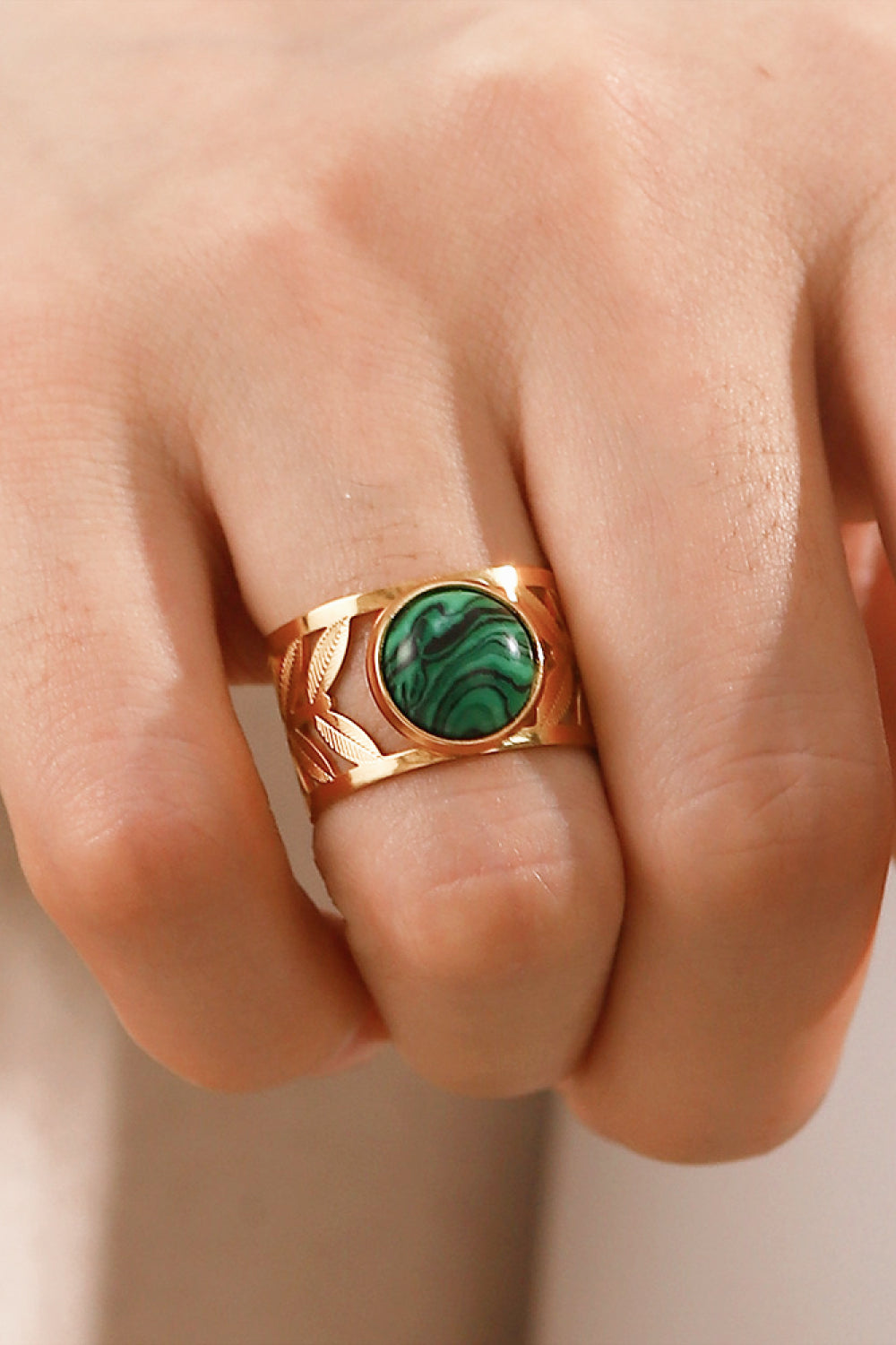 Guld Malakit Blad Ring