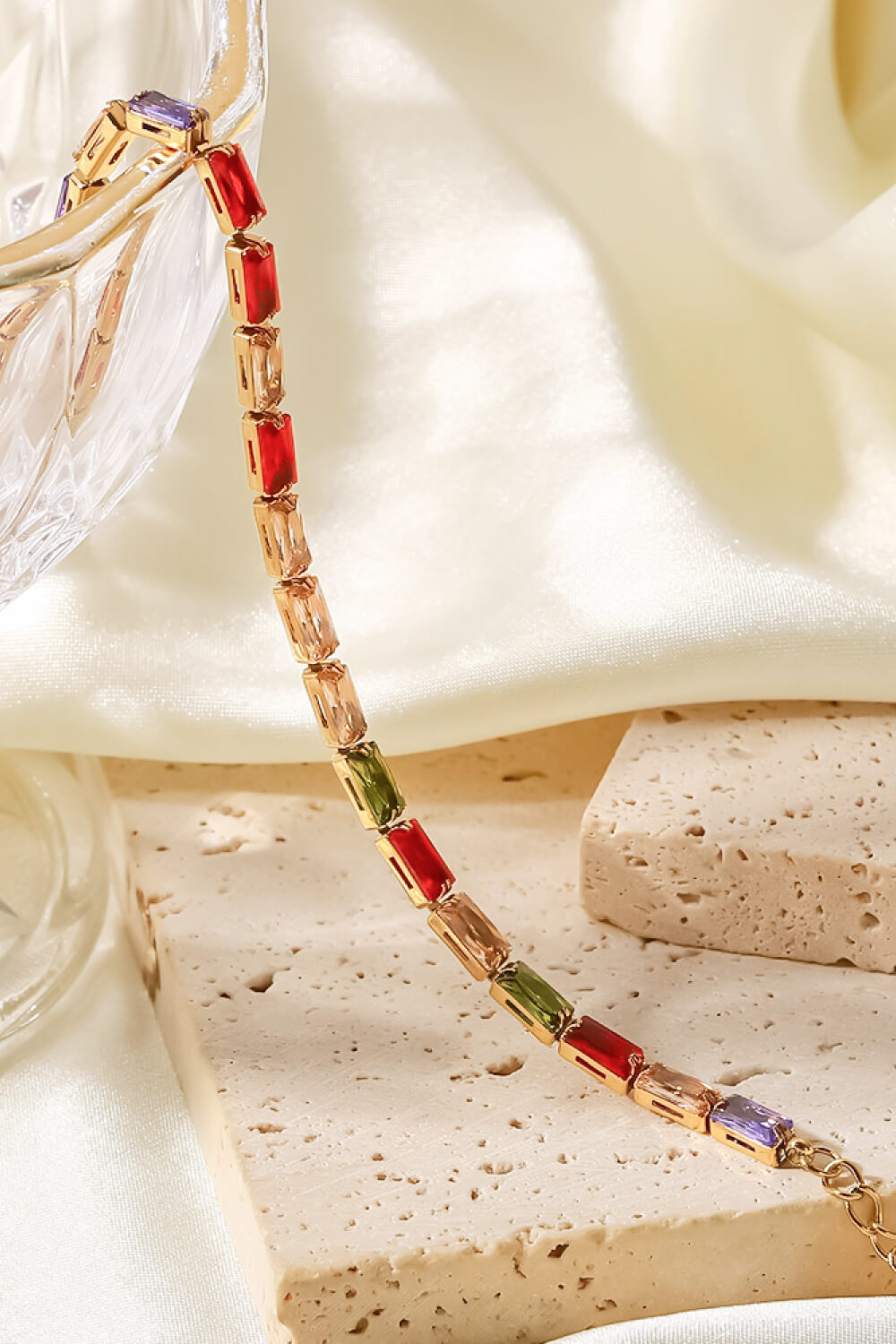 Braccialetto d'oro con CZ arcobaleno