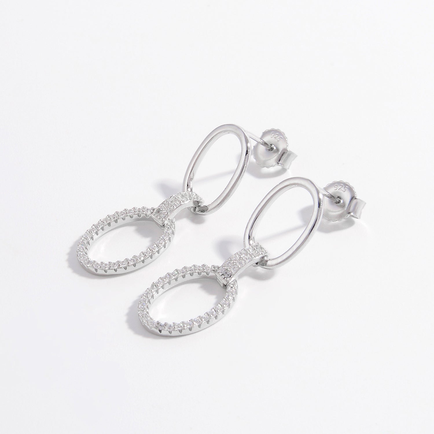 Zircon Sølv Dangle Hoops