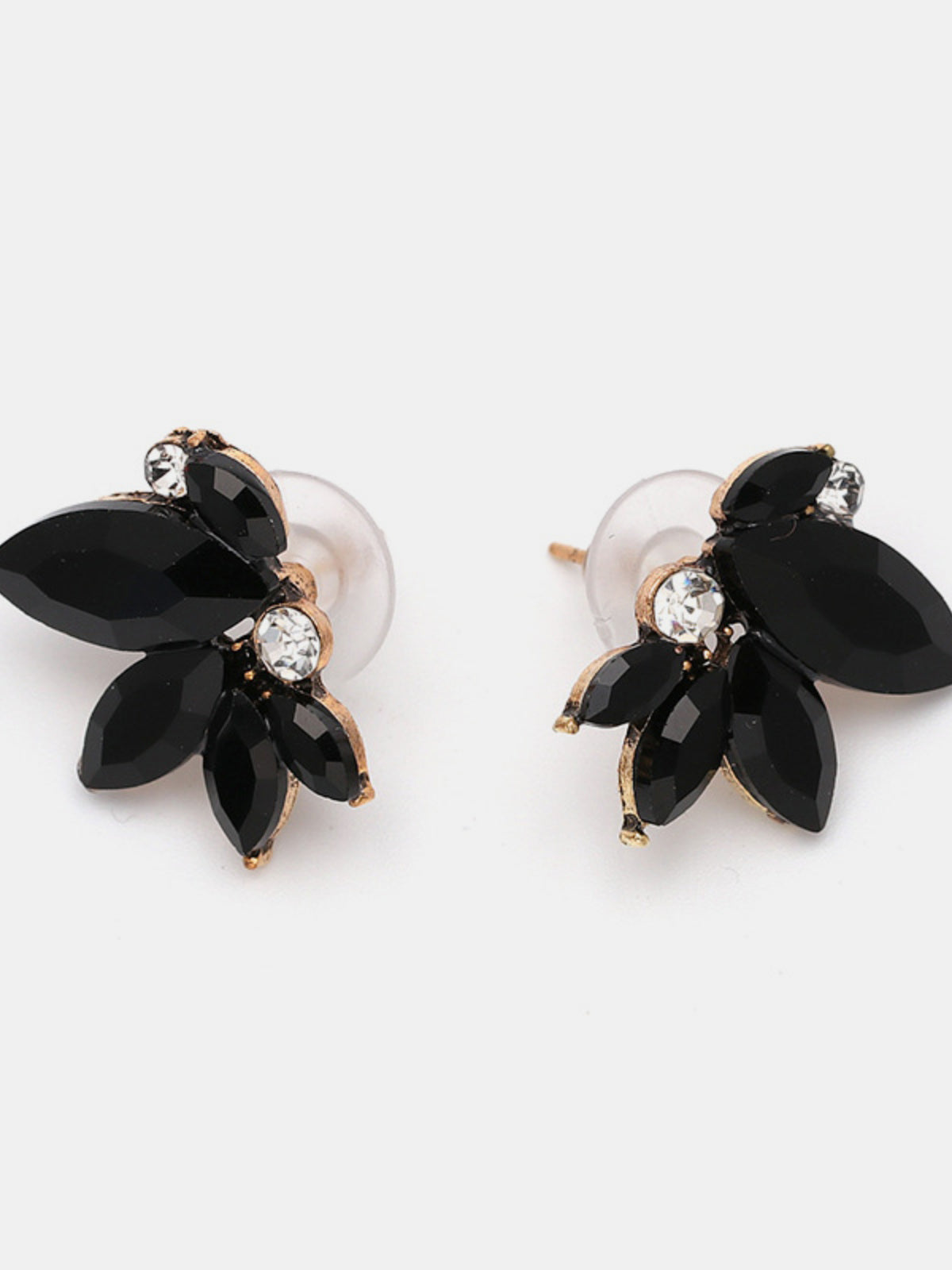 Orecchini a bottone floreali con strass