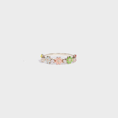 Blomster Zircon Sølv Ring