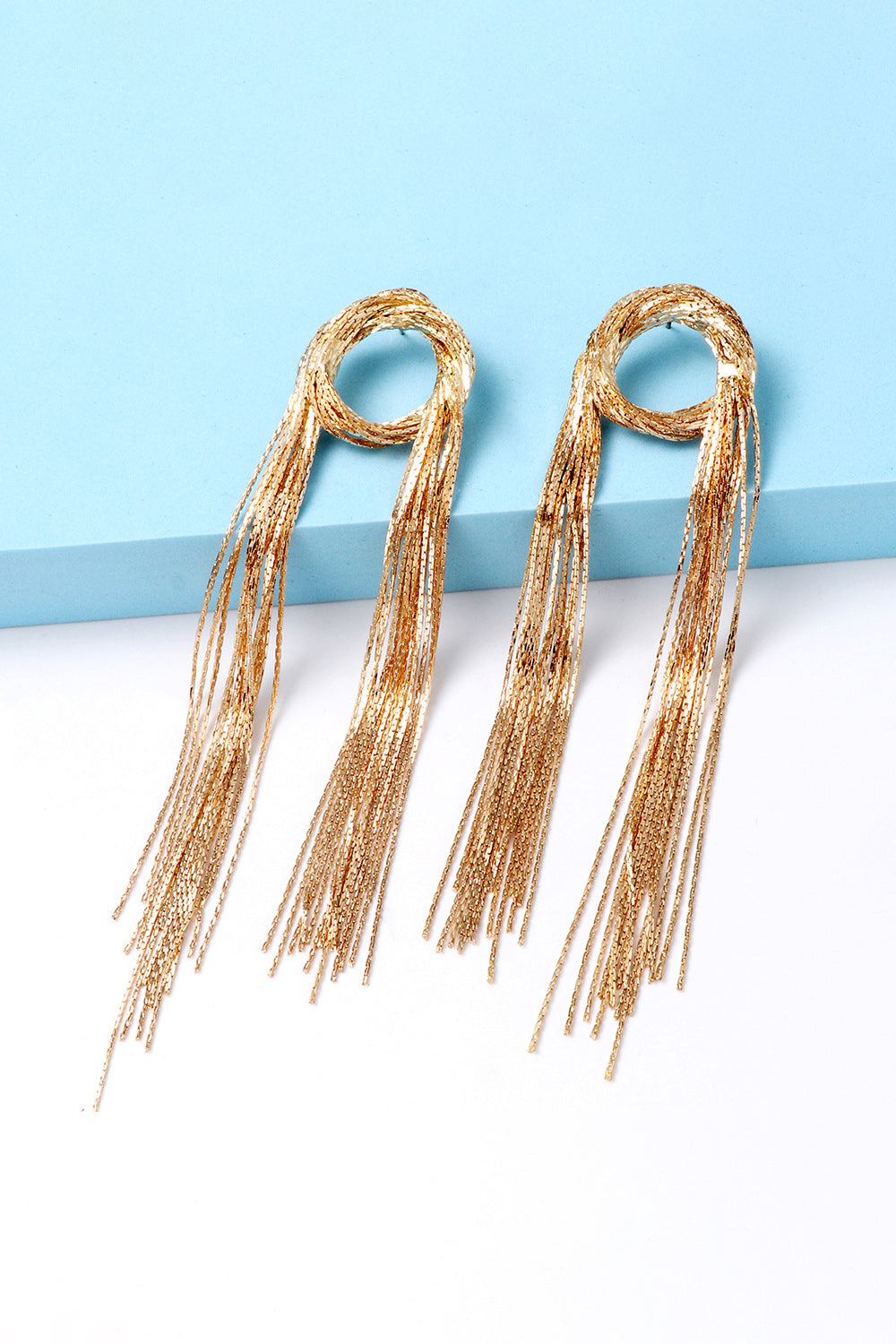 Copper Fringe Circle Earrings