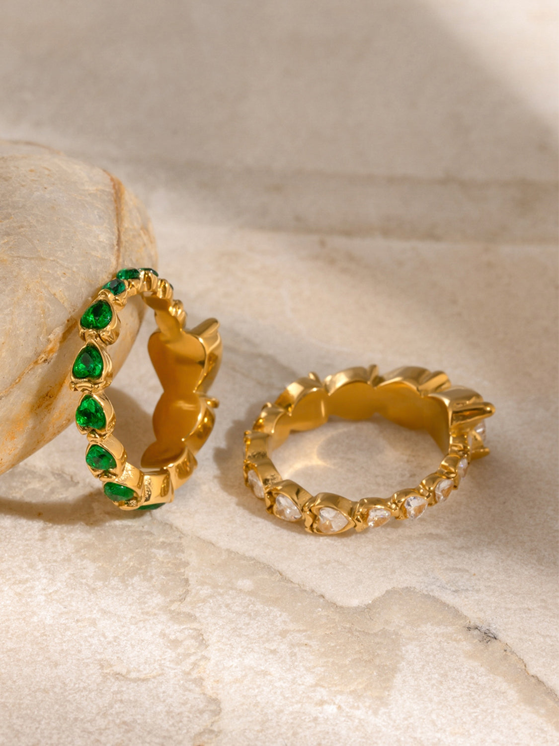 Rhinestone hjerte stål ring