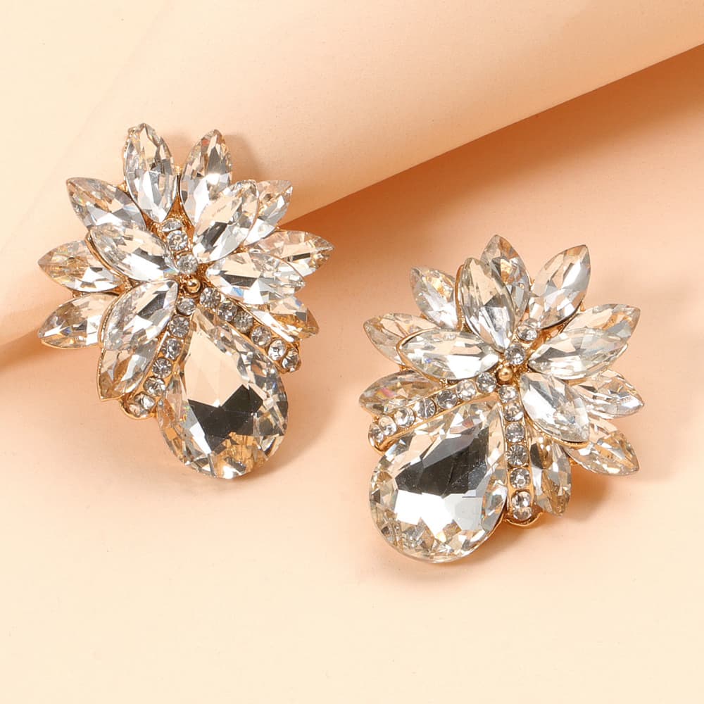 Pendientes de piedra de vidrio con diseño floral