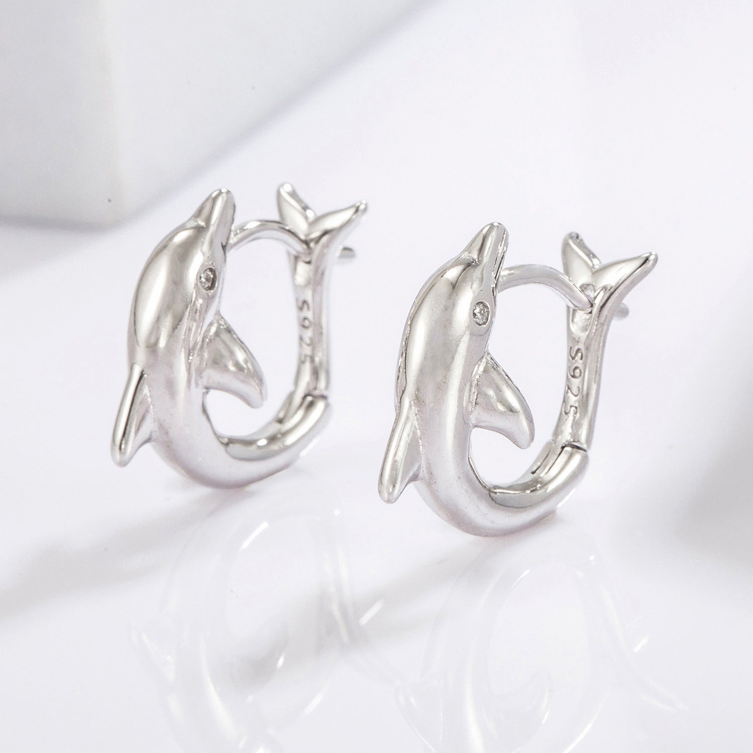 Zircon Dolphin Sølv Studs