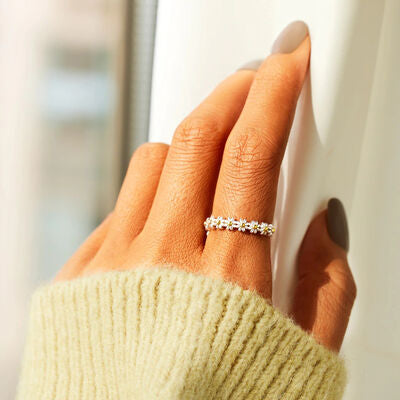 Blumen Zirkon Silber Ring