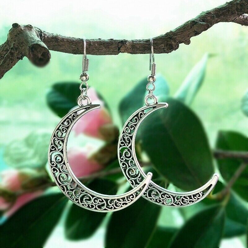 Lunar Cutout Alloy Earrings