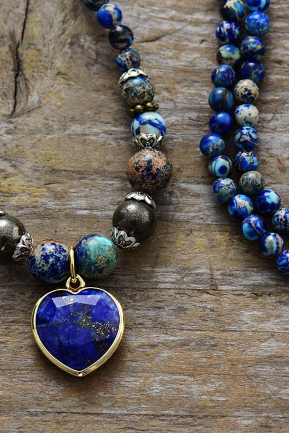 Braccialetto a cuore a triplo strato con pietre preziose reali