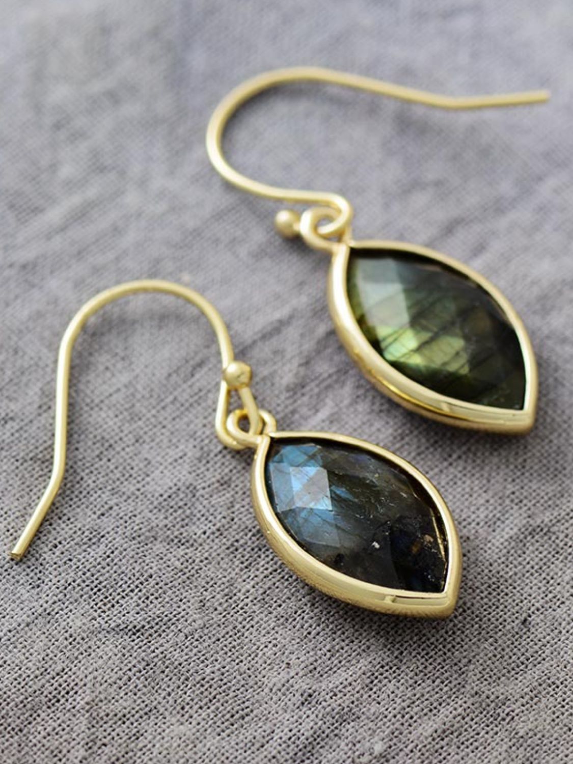 Geometric Stone Dangle Hoops