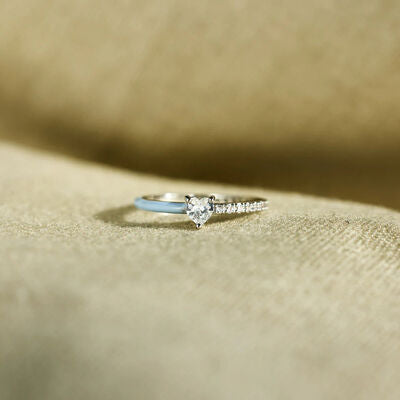 Emalje Hjerte Zirkon Ring