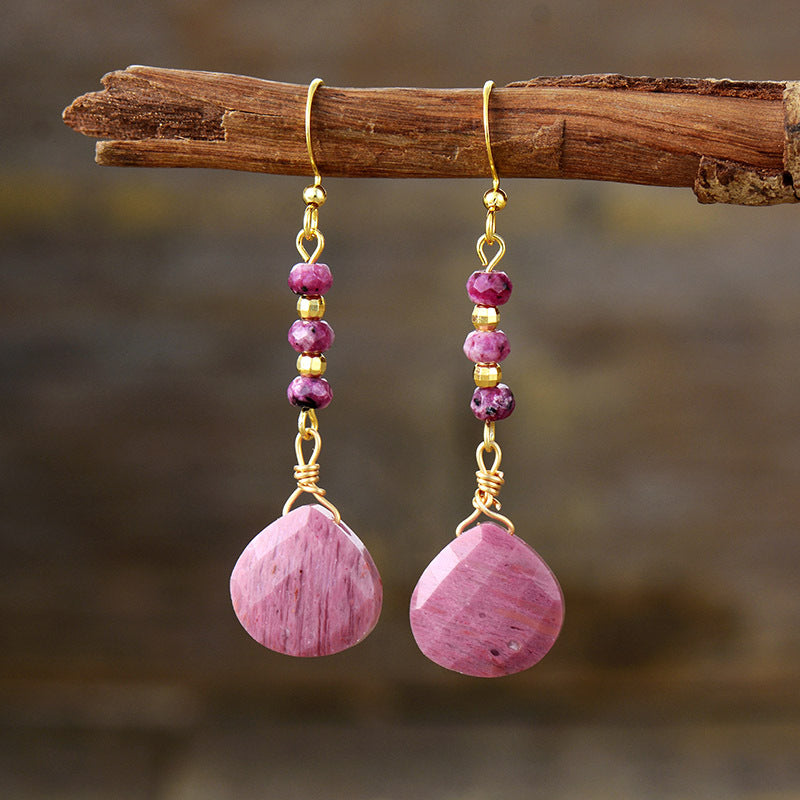 Pendientes con cuentas de piedras preciosas