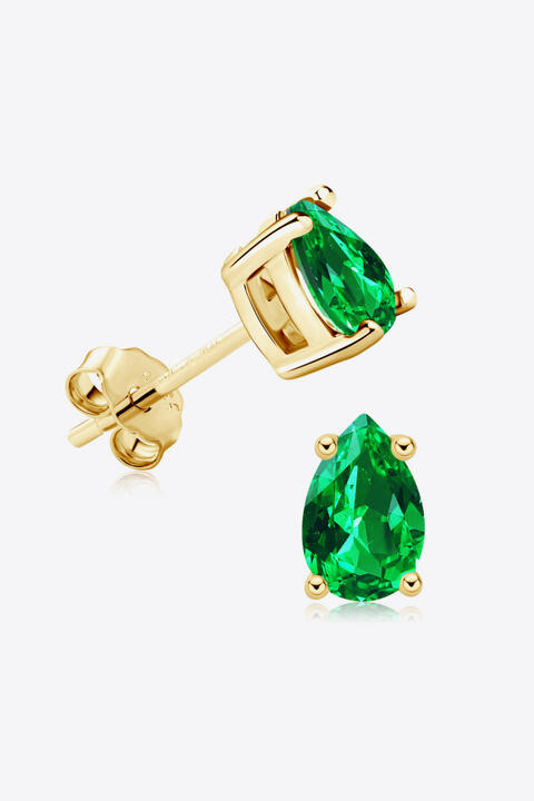 Lab Emerald Crystal Studs