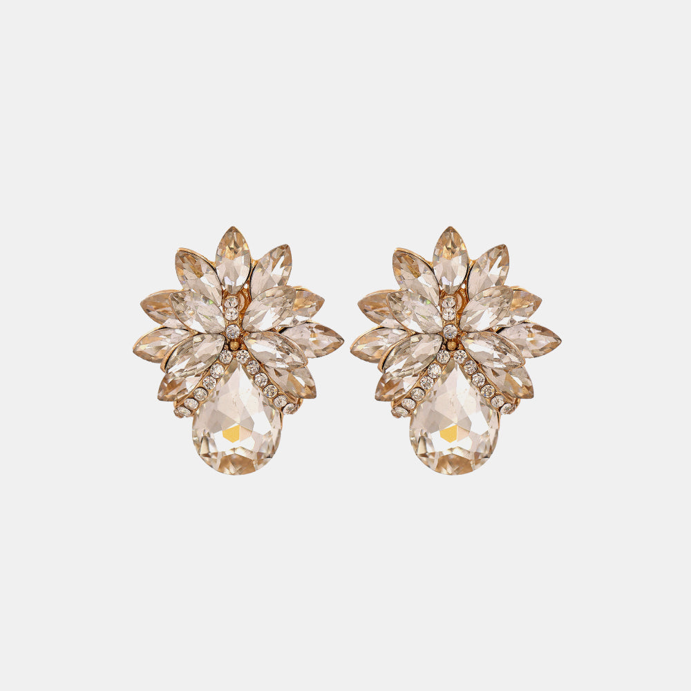 Pendientes de piedra de vidrio con diseño floral