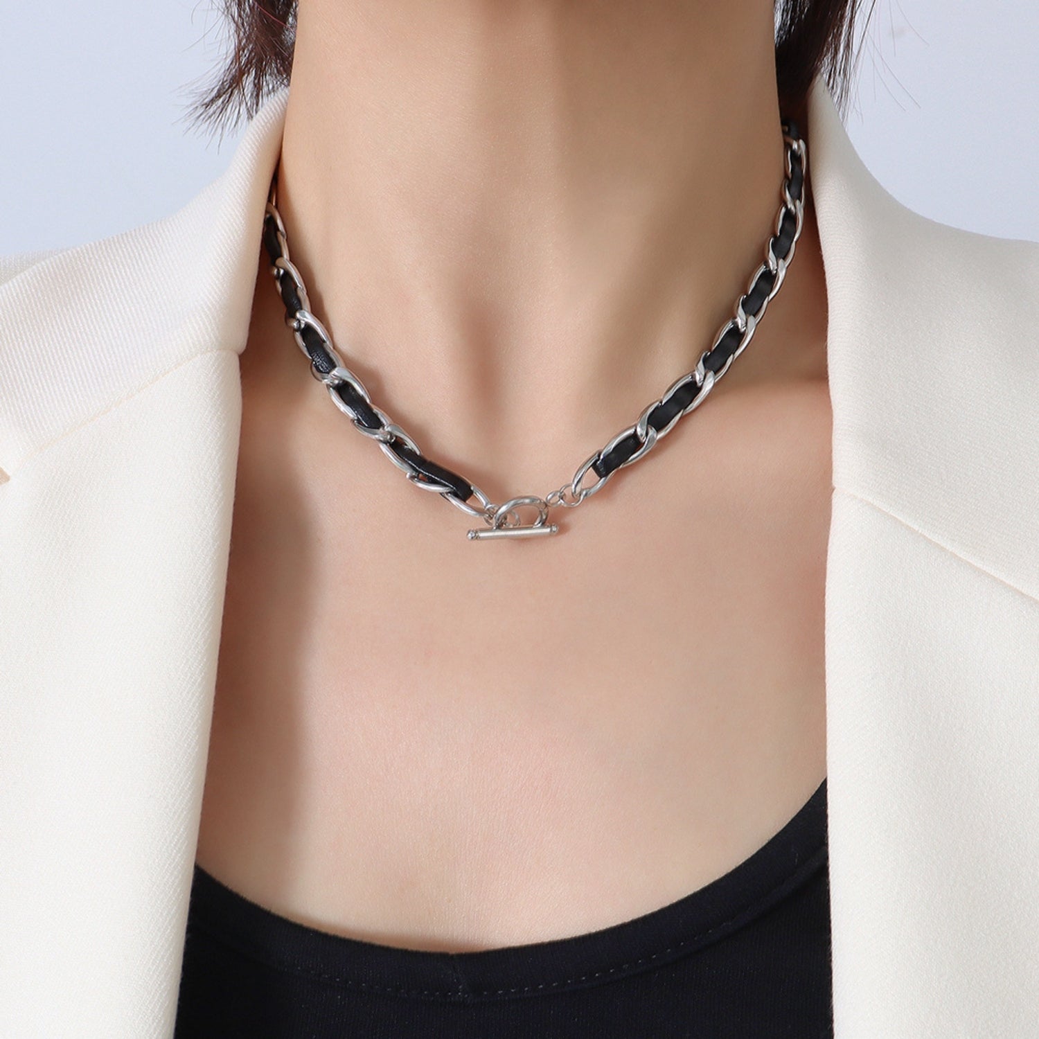 Guld Læder-Link Choker