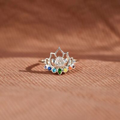 Zircon Lotus Sølv Ring