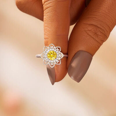 Anello con Fiore di Zircone Platinato