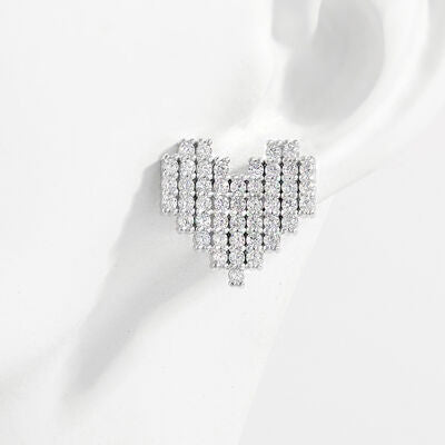 Hjerte Zircon Sølv Studs