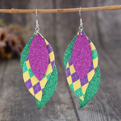 Leaf Pattern Leather Dangles