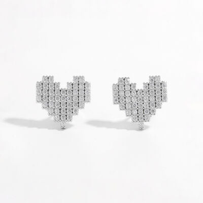 Hjerte Zircon Sølv Studs