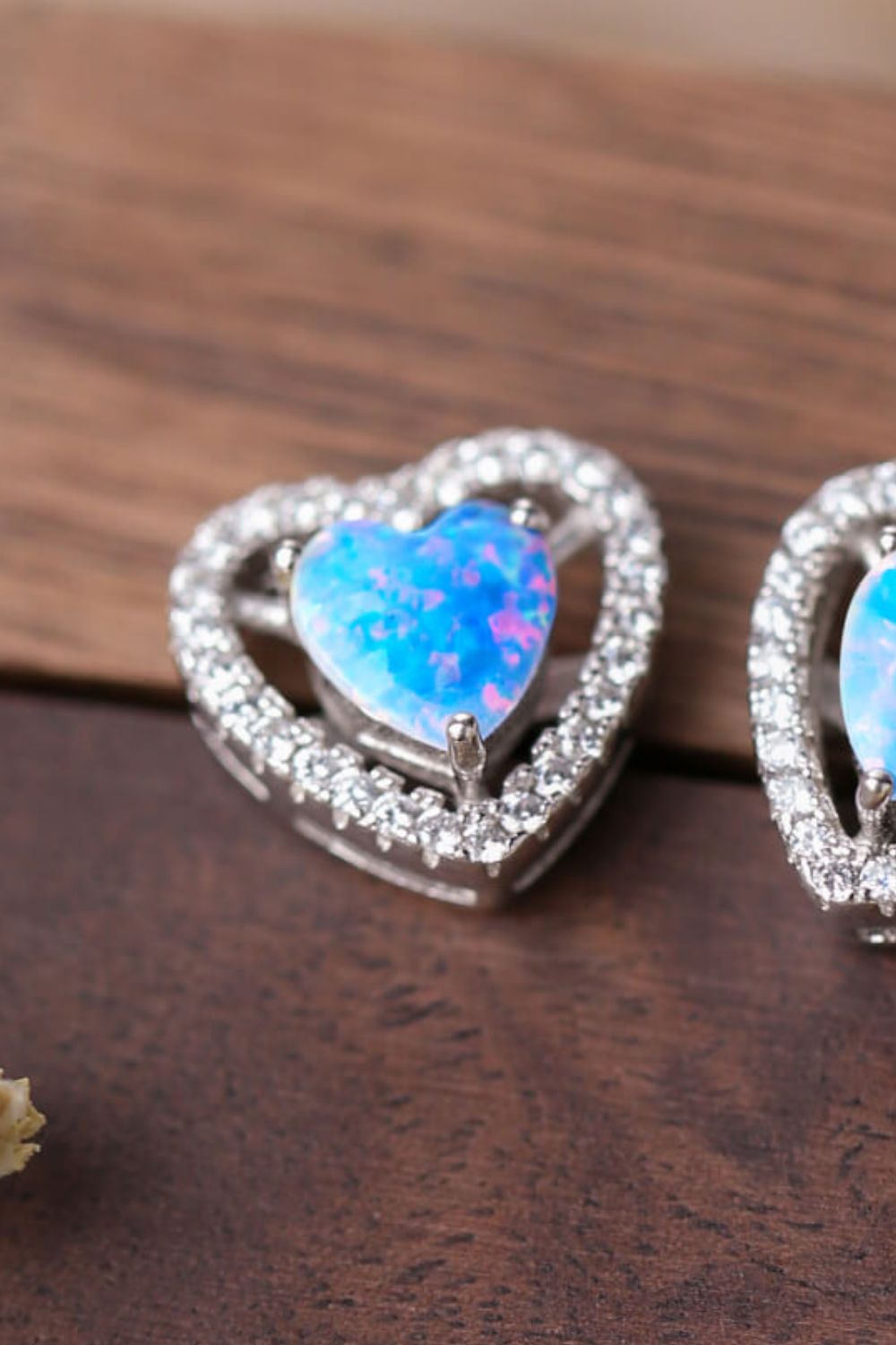 Opal Hjerte Sølv Studs
