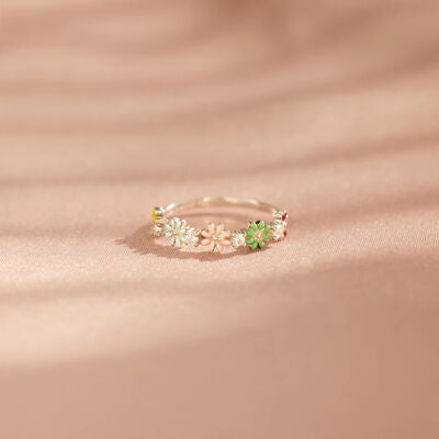 Blomster Zircon Sølv Ring