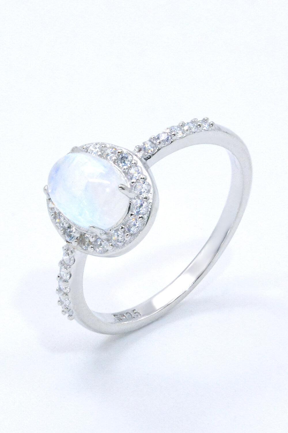 Maansteen Halo Zilveren Ring