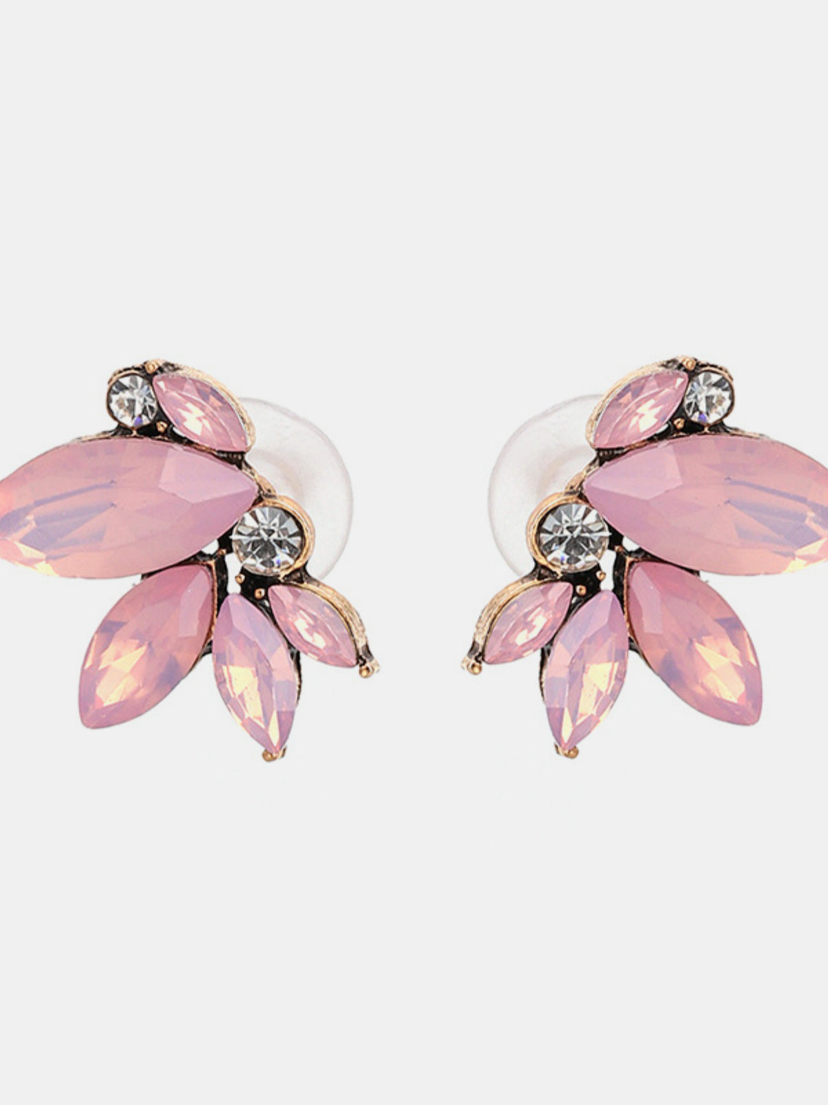 Orecchini a bottone floreali con strass