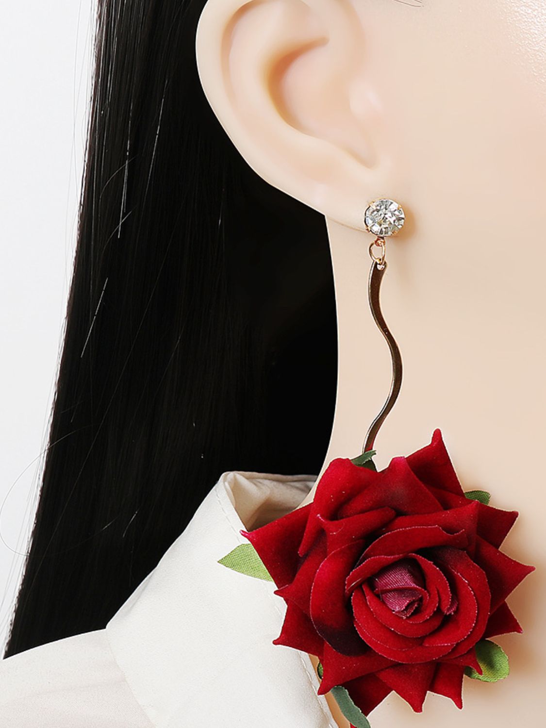 Alloy Rose Dangle Hoops