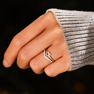 Knotted Heart Zircon Ring