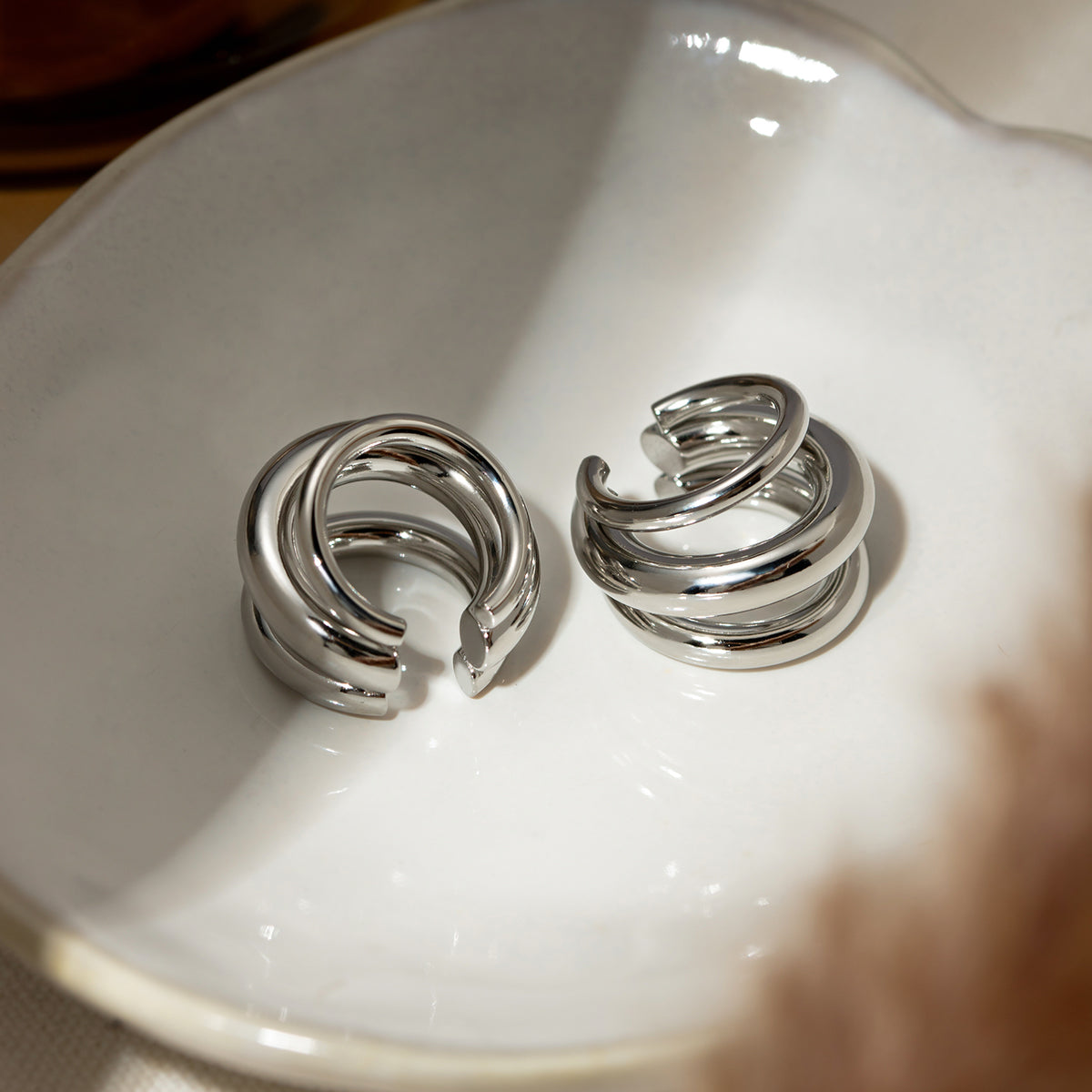 Layered Steel Hoop Earrings