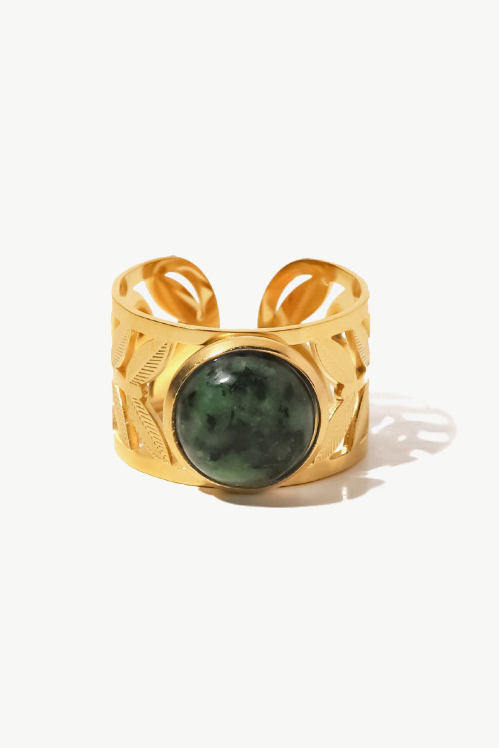 Anello a foglia di malachite dorata