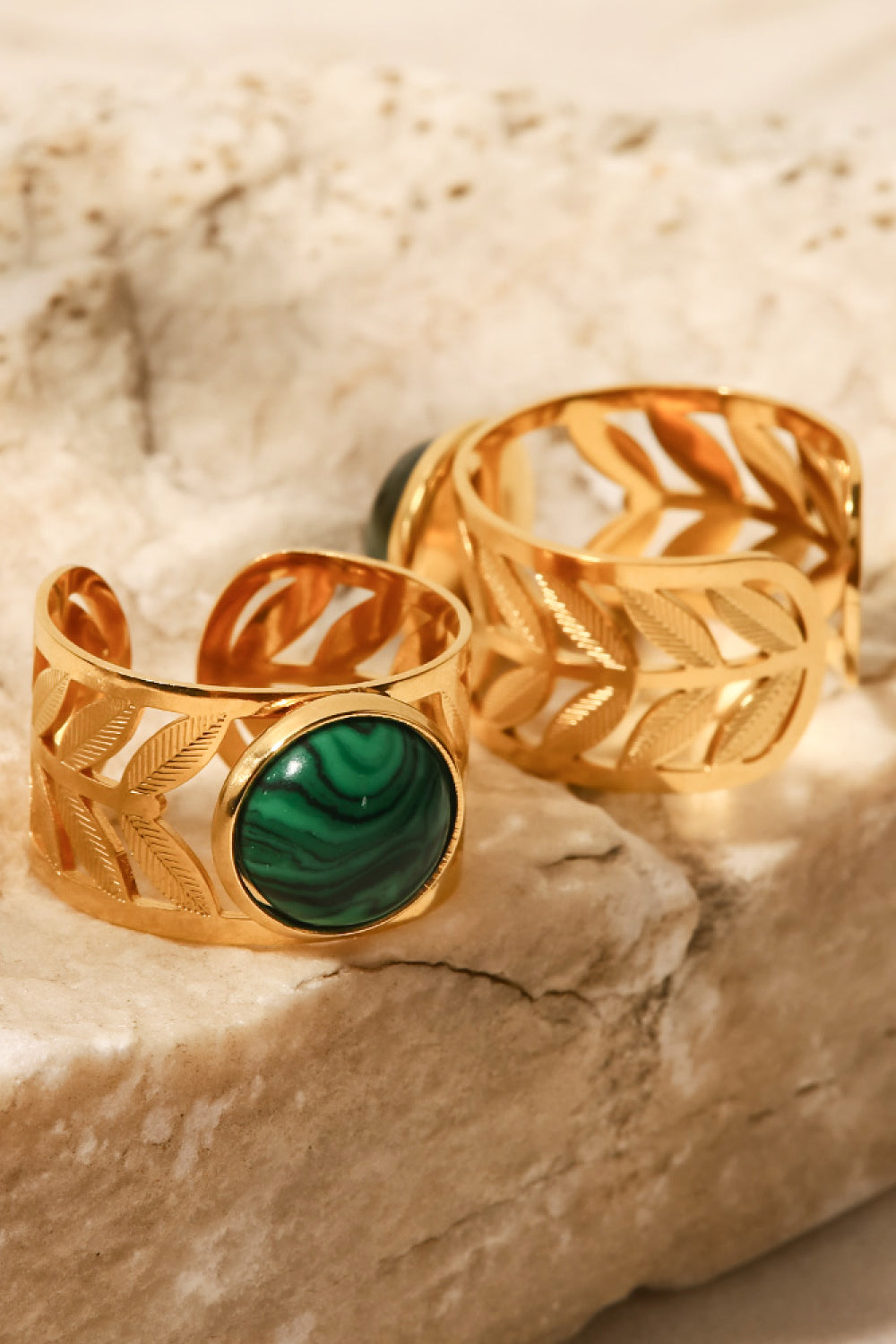 Guld Malakit Blad Ring