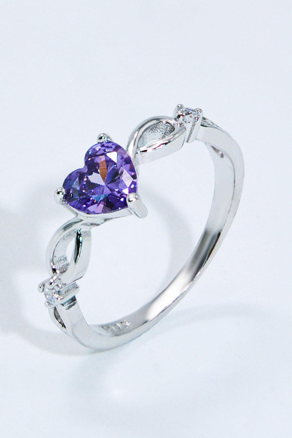 Krystal Hjerte Sølv Ring