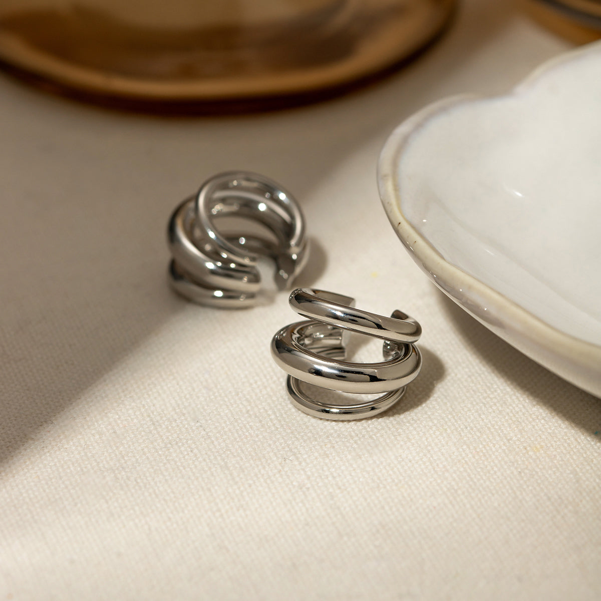 Layered Steel Hoop Earrings