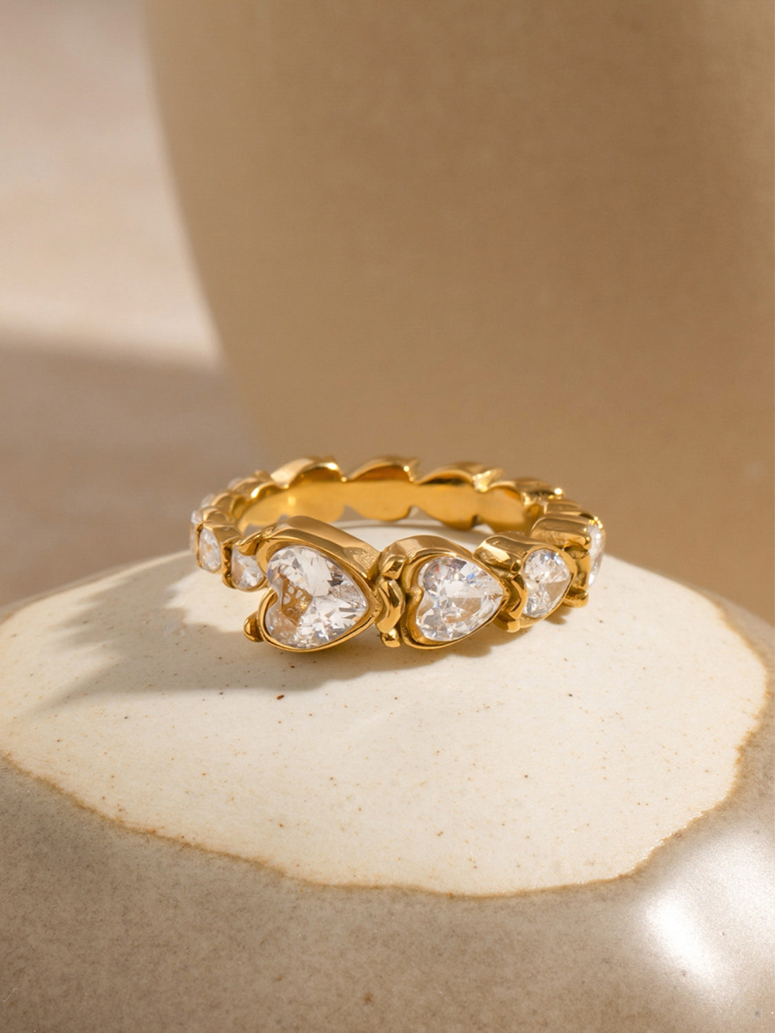 Rhinestone hjerte stål ring