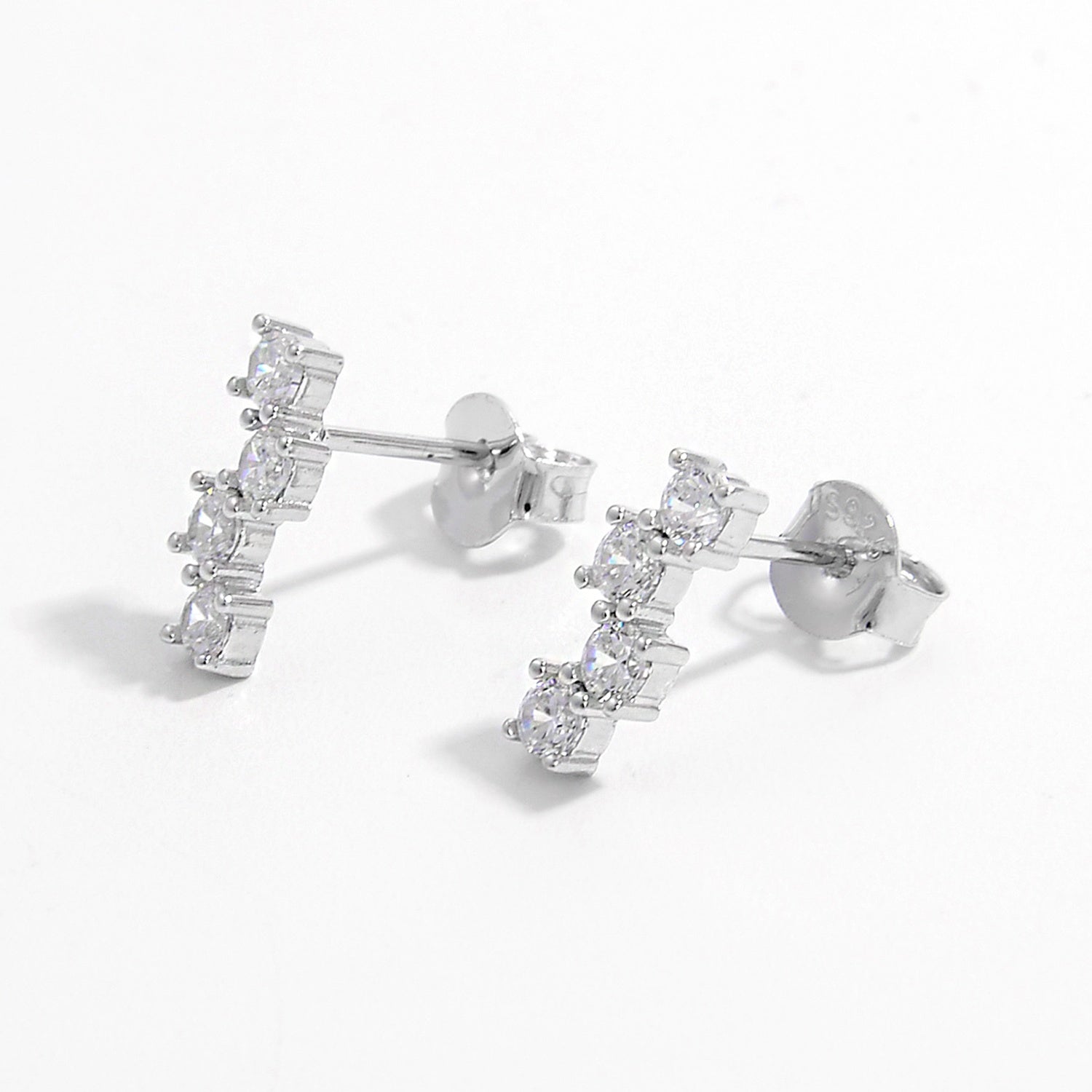 Zircon Sølv Studs