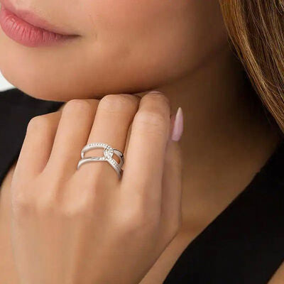 Anello Doppio con Zircone Intrecciato