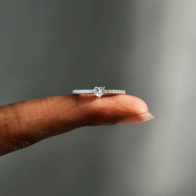 Emalje Hjerte Zirkon Ring