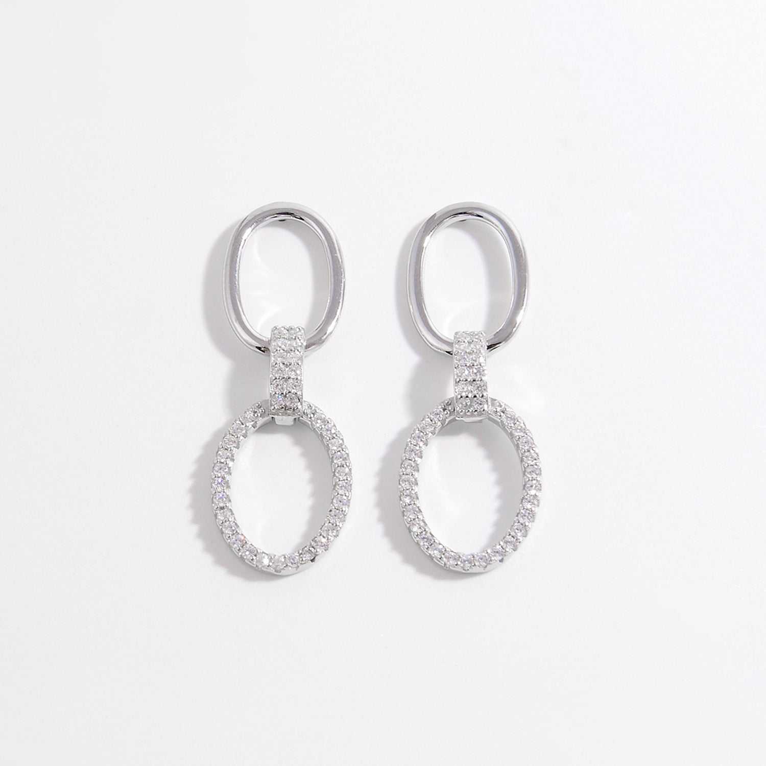 Zircon Sølv Dangle Hoops
