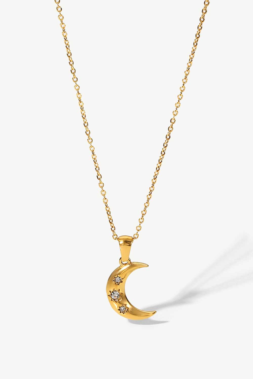 Collana con ciondolo luna d'oro e zircone