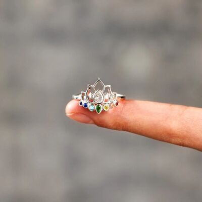 Zircon Lotus Sølv Ring
