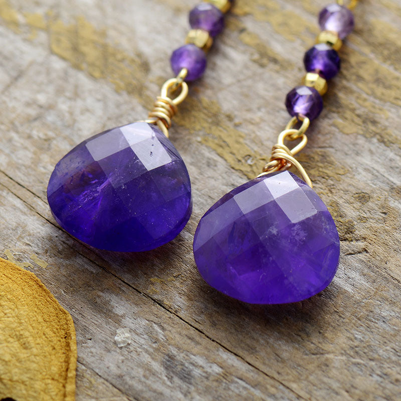 Pendientes con cuentas de piedras preciosas