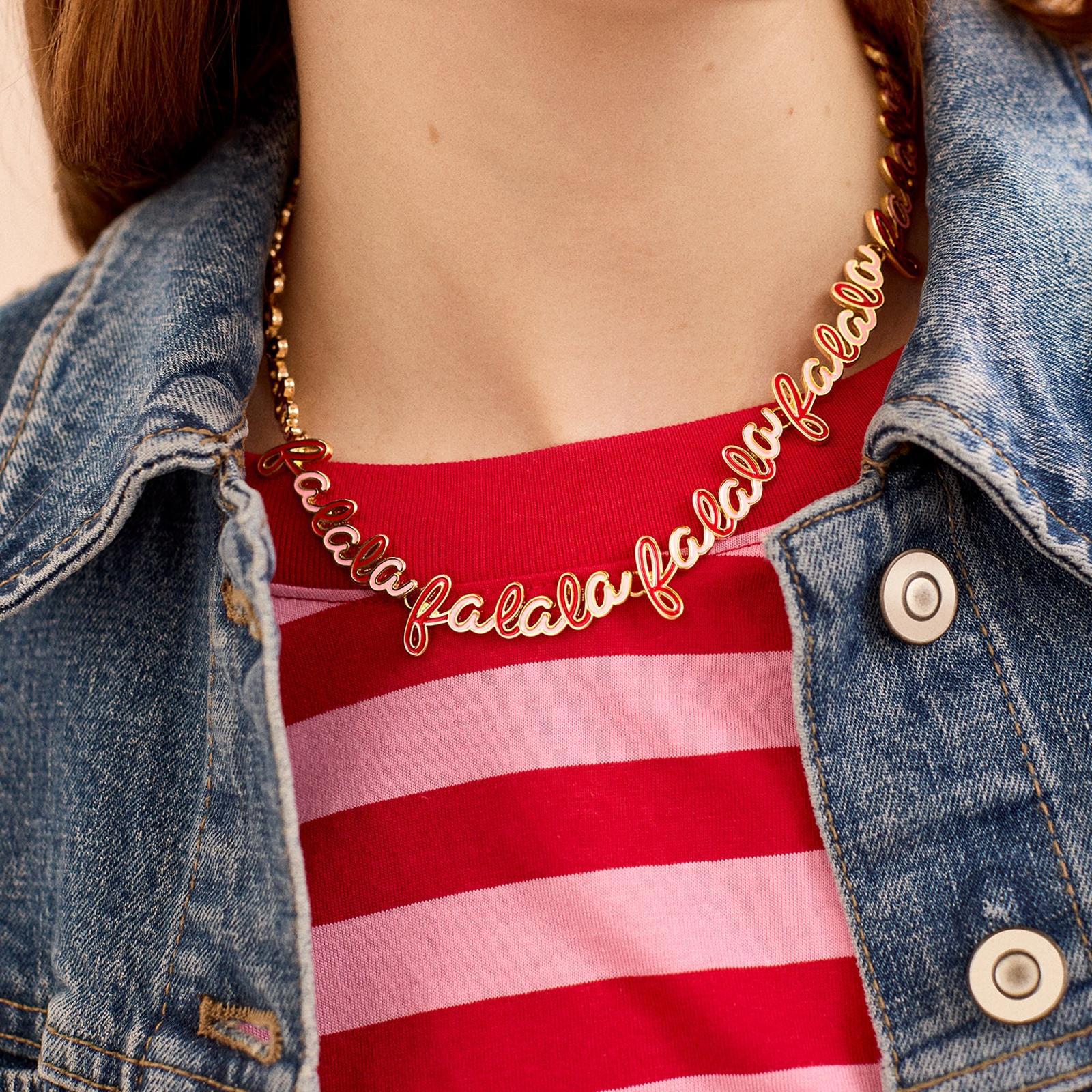 Catena di strass con perline dorate