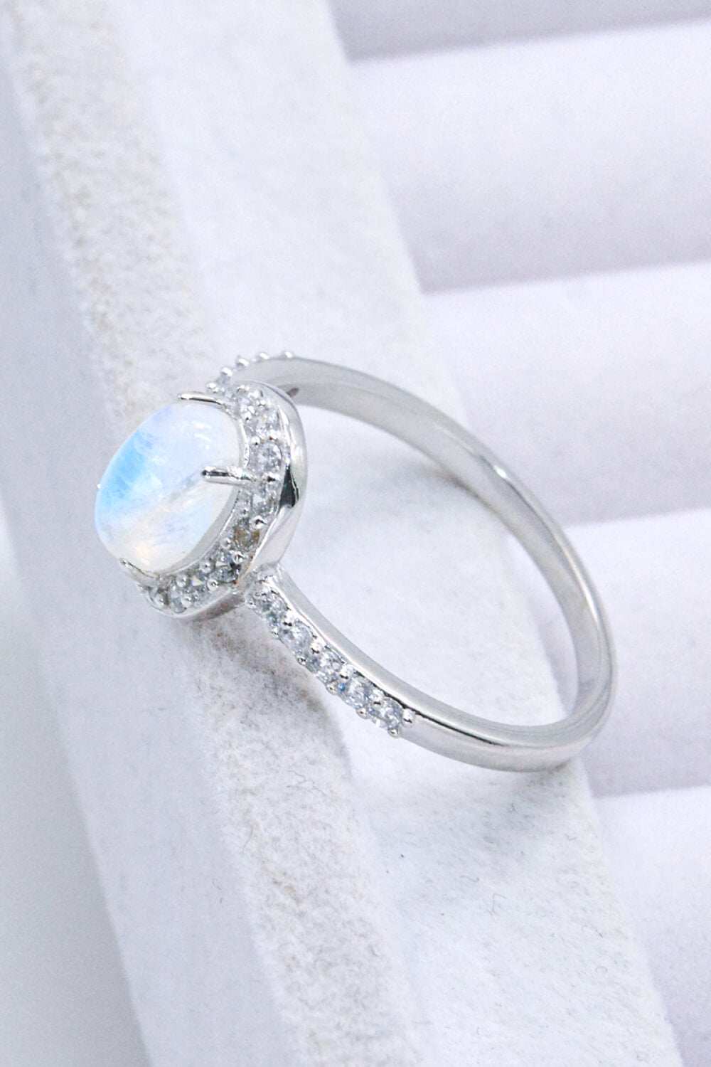 Maansteen Halo Zilveren Ring