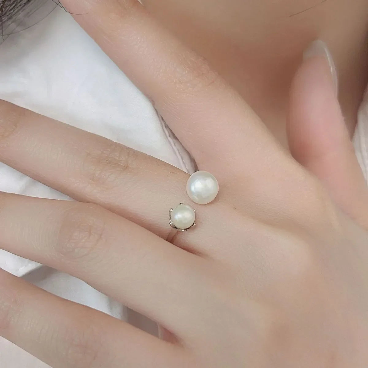 Anello aperto perla argento