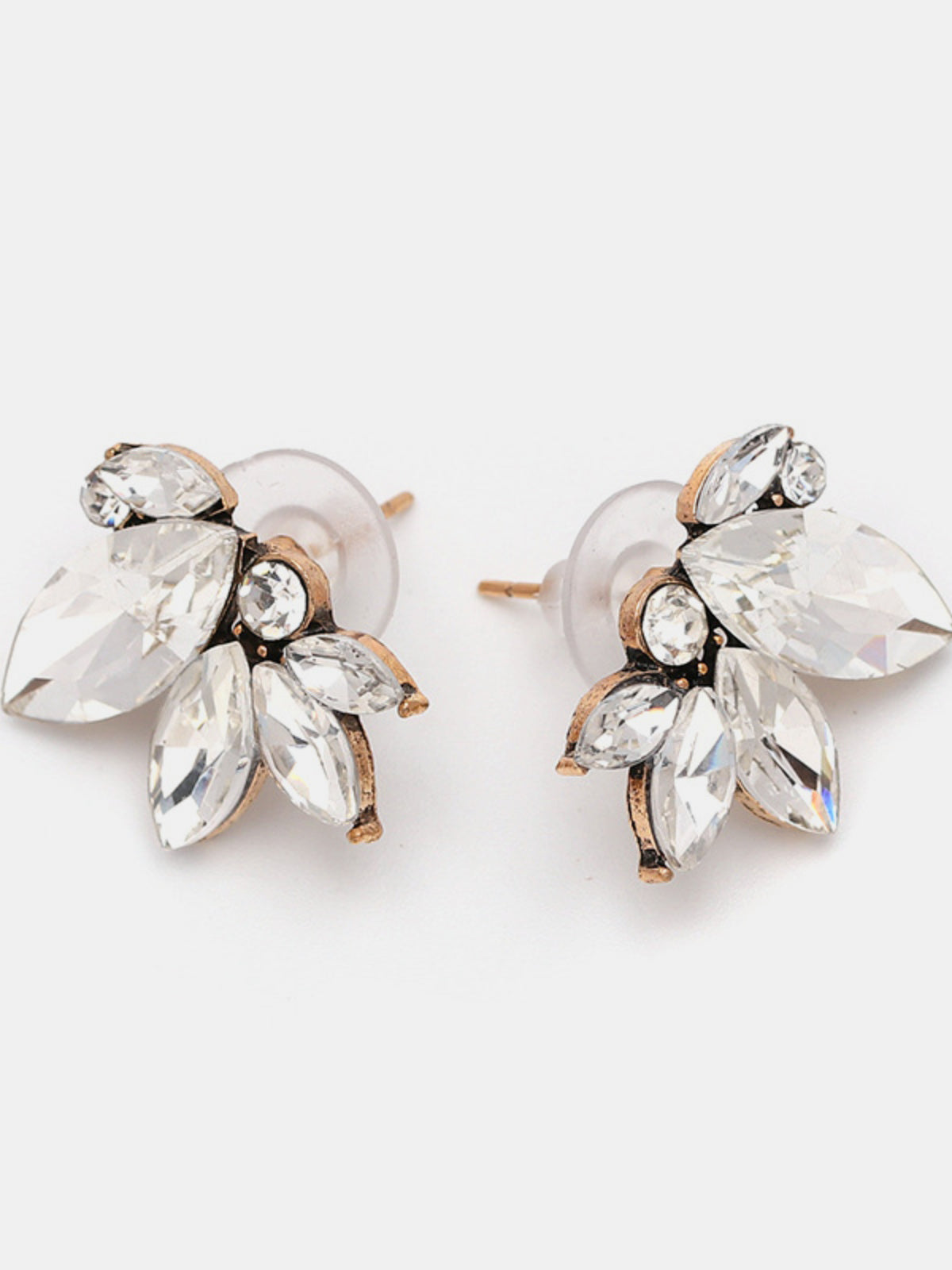 Orecchini a bottone floreali con strass